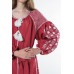 Boho Style Ukrainian Embroidered Dress "Starry Sky" white on maroon 